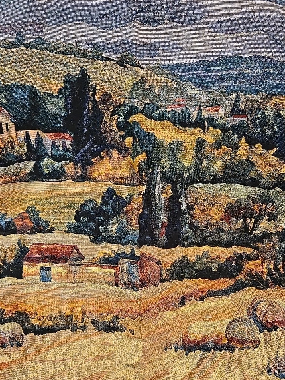 Landscape Tapestry Wall Art in Gold and Green by